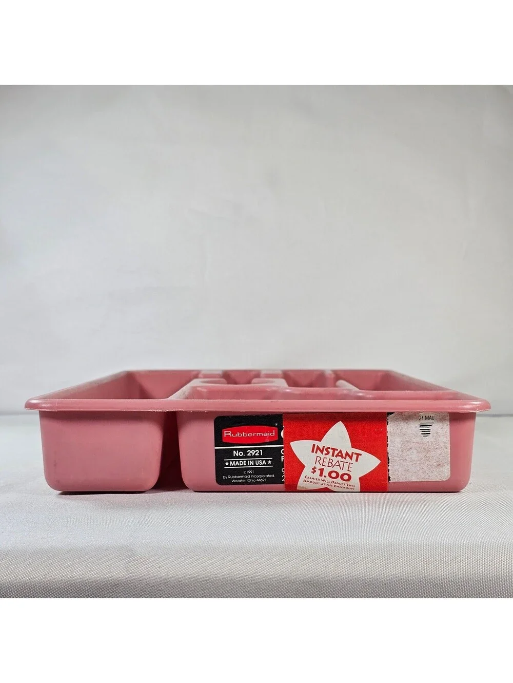 Vintage Rubbermaid Pink Silverware Drawer Organizer Tray 2921 6 Compartment 13x9